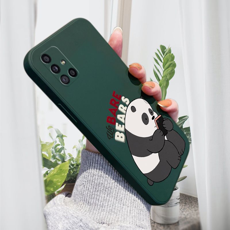 AMORVOR for Samsung Galaxy A71 Back Cover Cartoon Cute Panda Side design Soft Case Liquid Silicone Phone Cases