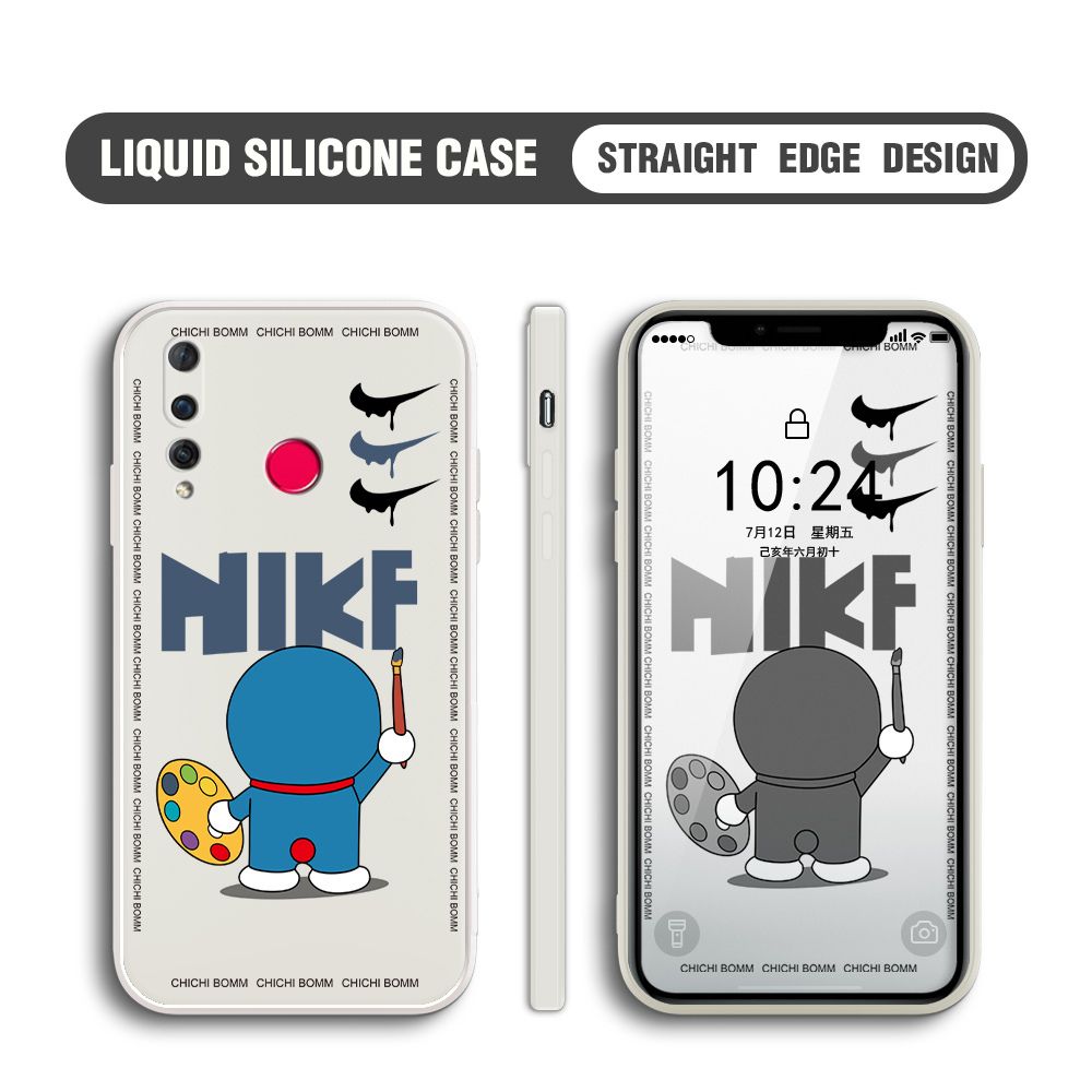 BILI for Huawei Nova 4 Back Cover Cartoon Clown Multicolor Liquid Silicone Phone Case Soft Square Lens Protection Phone Cases