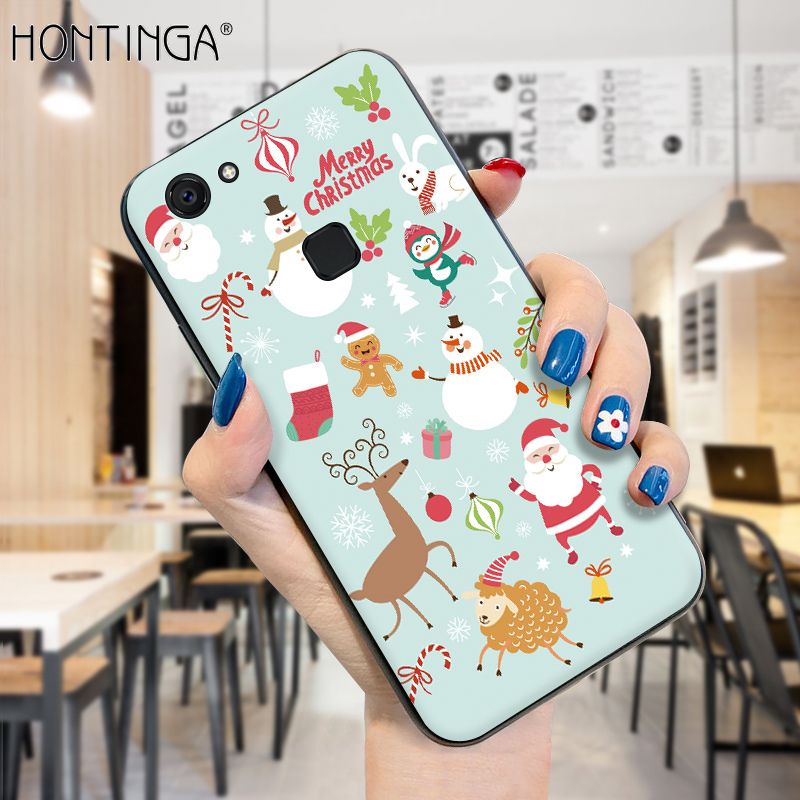 Hontinga for Vivo V7 Case Merry Christmas Gifts for Girls Boys Phone Cover Shockproof Soft Silicone TPU Cases