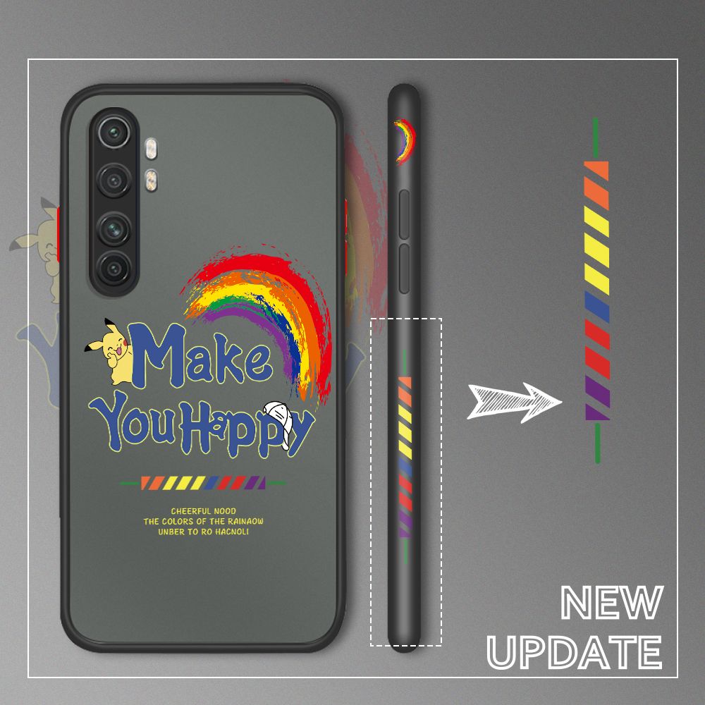 UCUC for Xiaomi Note 10 Lite Back Cover Rainbow Pikachu Side Printed Design Phone Case Ultra Thin Frosted Cover Shockproof Phone Cover