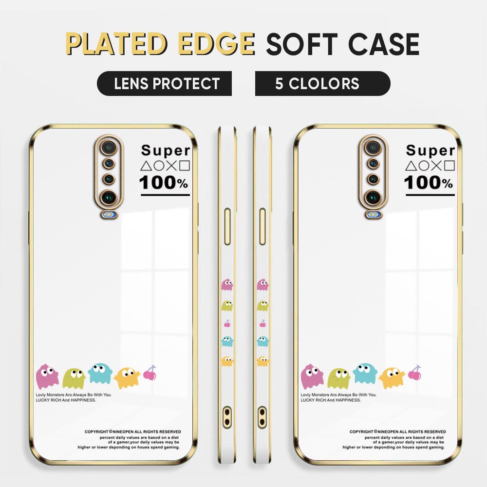Luxury 6D Plating Case for Redmi K30 Back Cover Game Little Monster Side Pattern Soft Silicone Square Phone Cases