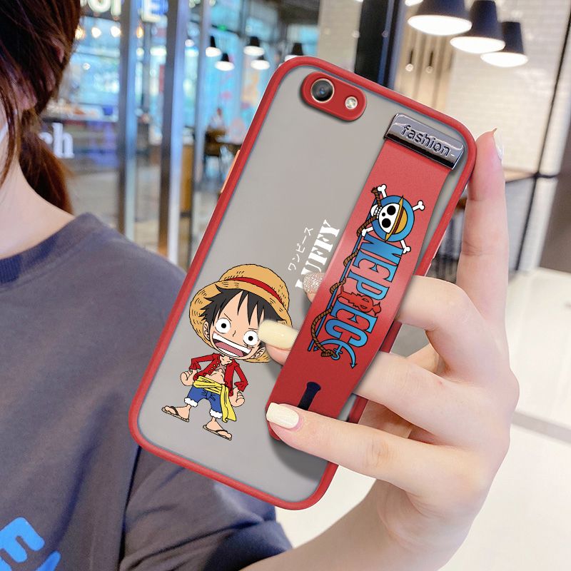 UCUC for OPPO F1S Wrist Strap Case Anime One Piece Luffy Wristband Printing Cover Shockproof Frosted Phone Case