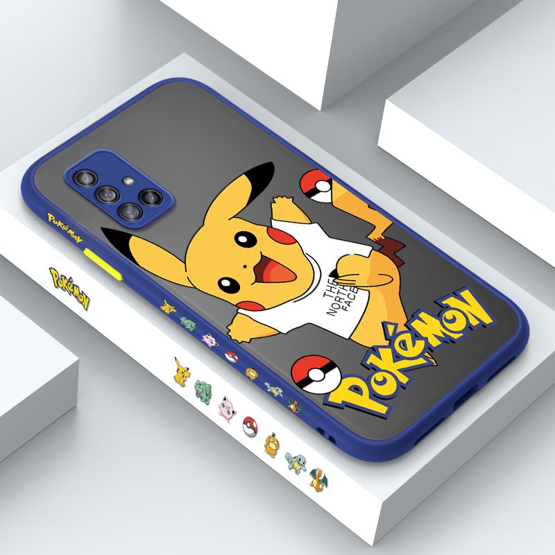 ZeroQiQi for Samsung A71 5G Case White Clothes Pikachu Side Printing Cover Frosted Ultra Thin Protective Anti Fall Phone Case