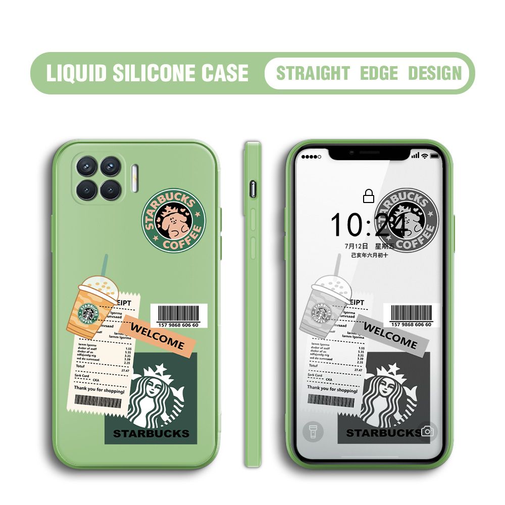 BILI for OPPO F17 Pro / A93 2020 / Reno4 F Back Cover Creative Coffee Order Receipt Multicolor Liquid Silicone Phone Case Soft Square Lens Protection Phone Cases
