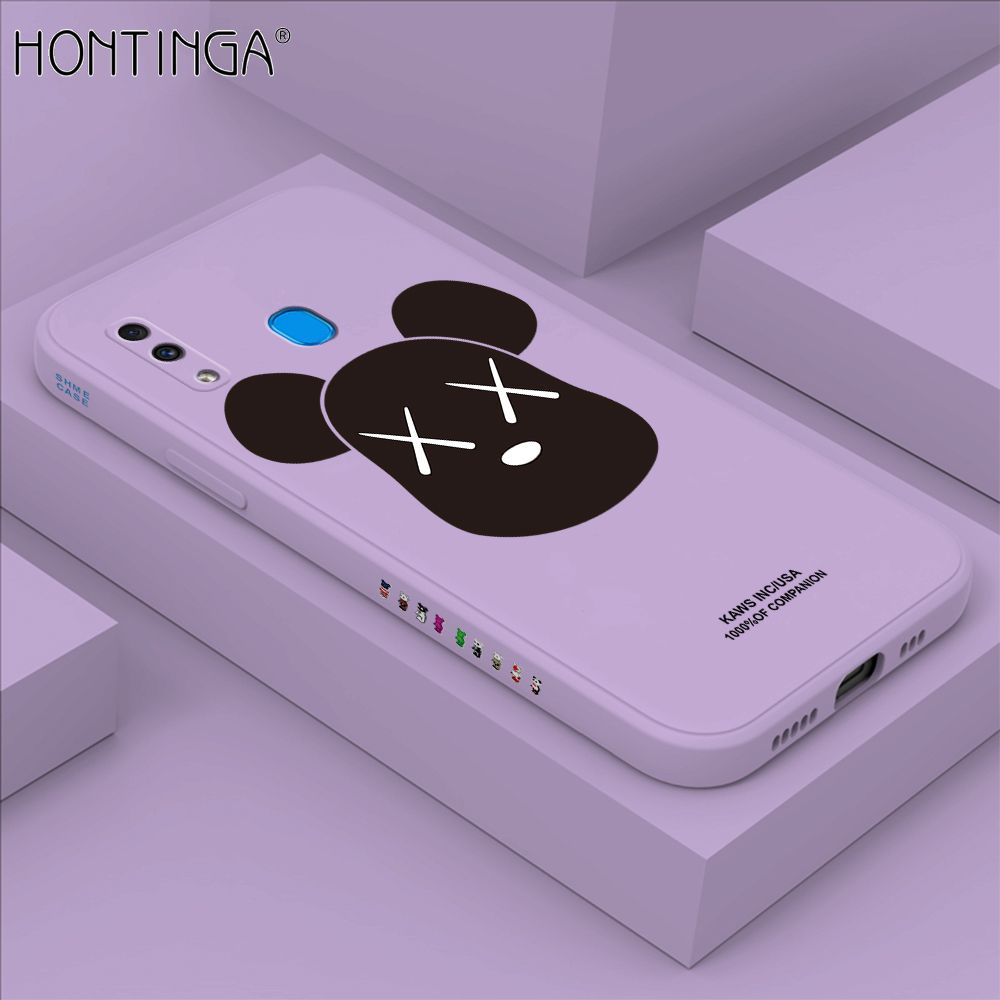 Hontinga for Samsung A20 A30 Case Side Design Violent Bear Head Back Cover Soft Square Edge Pattern Liquid Silicone Trend Phone Cases