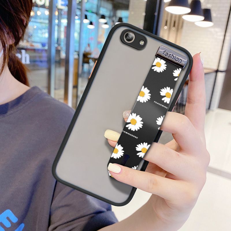 UCUC for VIVO Y53 Wrist Strap Case INS Style Small Fresh Daisies Wristband Printing Cover Shockproof Frosted Phone Case
