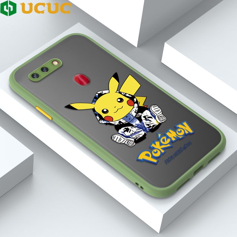 UCUC for OPPO R15 Pro Back Cover Wrapped Pikachu Frosted Transparent Hard Phone Case Thin Shockproof Full Cover Camera Protect Case