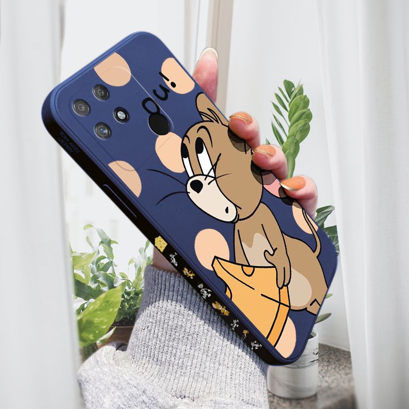 AMORVOR for Realme Narzo 50A Back Cover Cartoon Cute Lovely Side design Soft Case Liquid Silicone Phone Cases