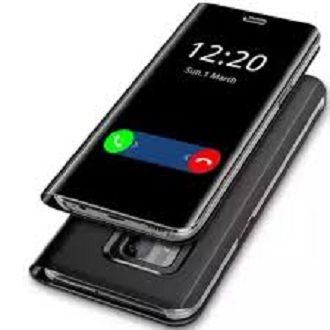 Clear View Mirror Leather Flip Cover for Samsung Galaxy S9 Plus