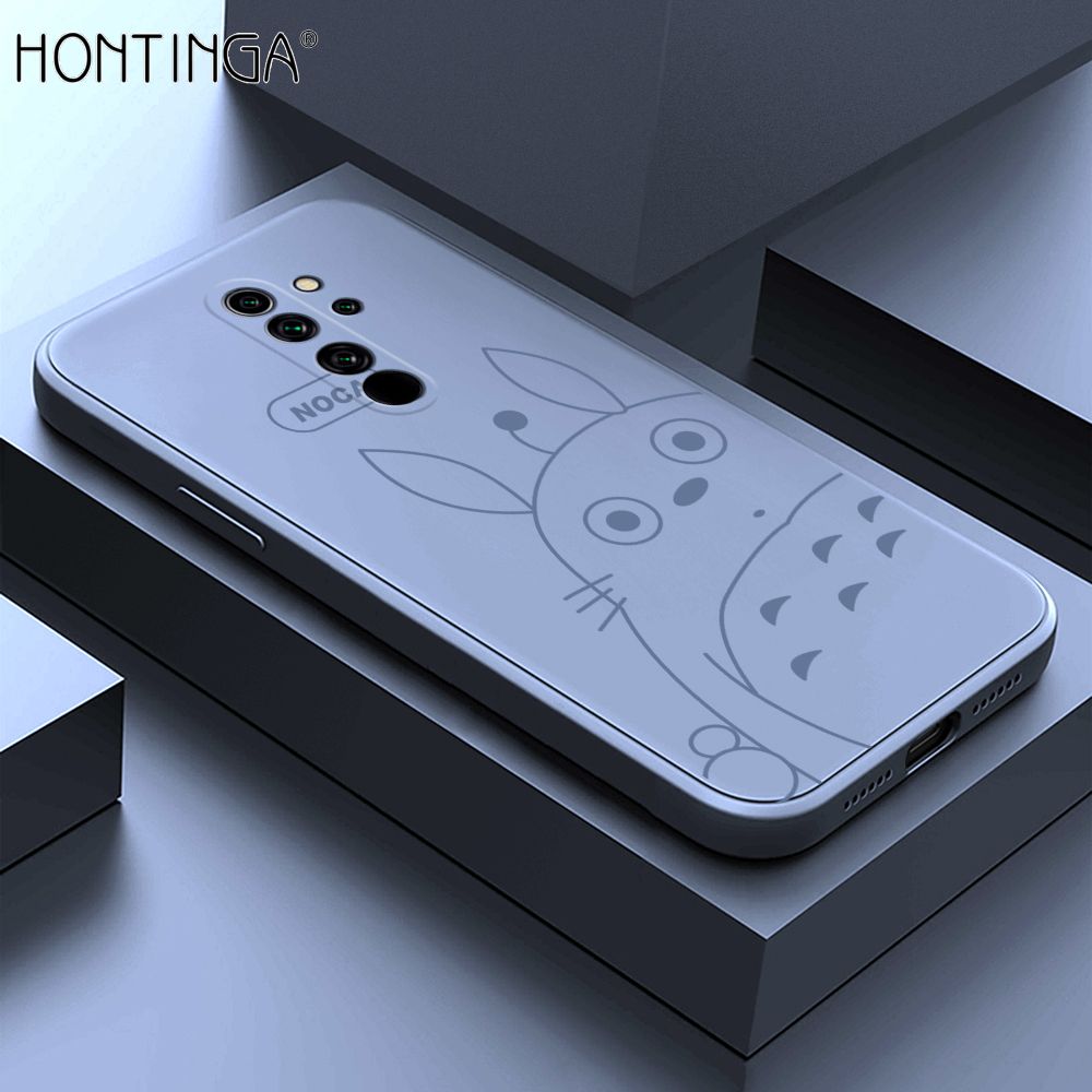 Hontinga for Redmi Note8 Pro Case Cartoon Cute Totoro Pattern Back Cover Soft Square Edge Liquid Silicone Phone Cases