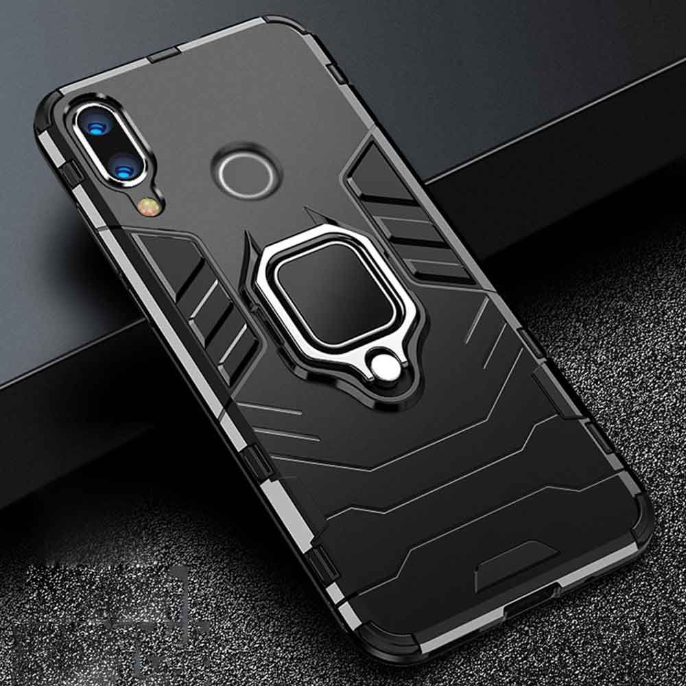 For Honor 10 Lite Case Armor PC Cover Finger Ring Holder Phone Case On For Huawei P Smart 2019 Cover Durable Reinforced Bumper