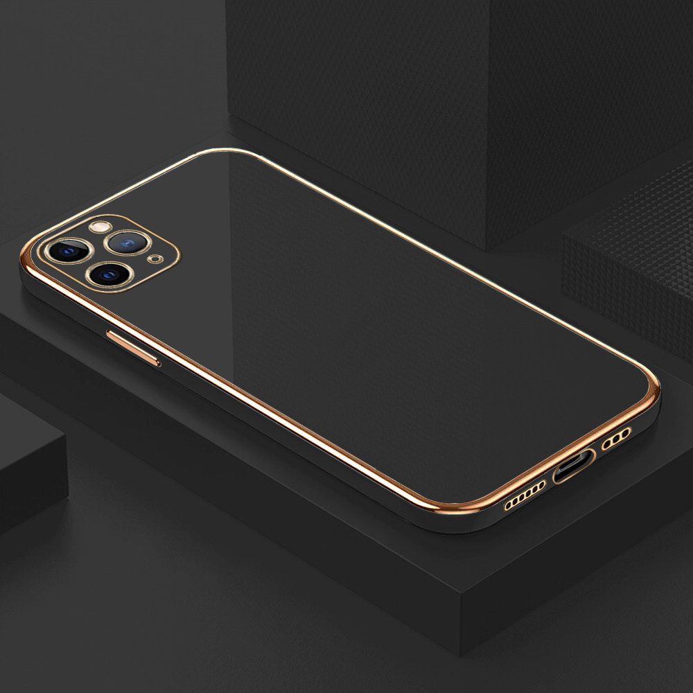 Luxury 6D Plating Soft Casing Silicone Square Frame Phone Case For iPhone 11 Pro Max Case Shiny Bling Back Cover + Free Lanyard