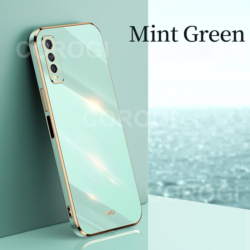 For Vivo Y20G Back Cover Fashion Shiny Plating Square Bumper Camera Protection Case Soft Silicone Shockproof Protective Mobile Phone Cases