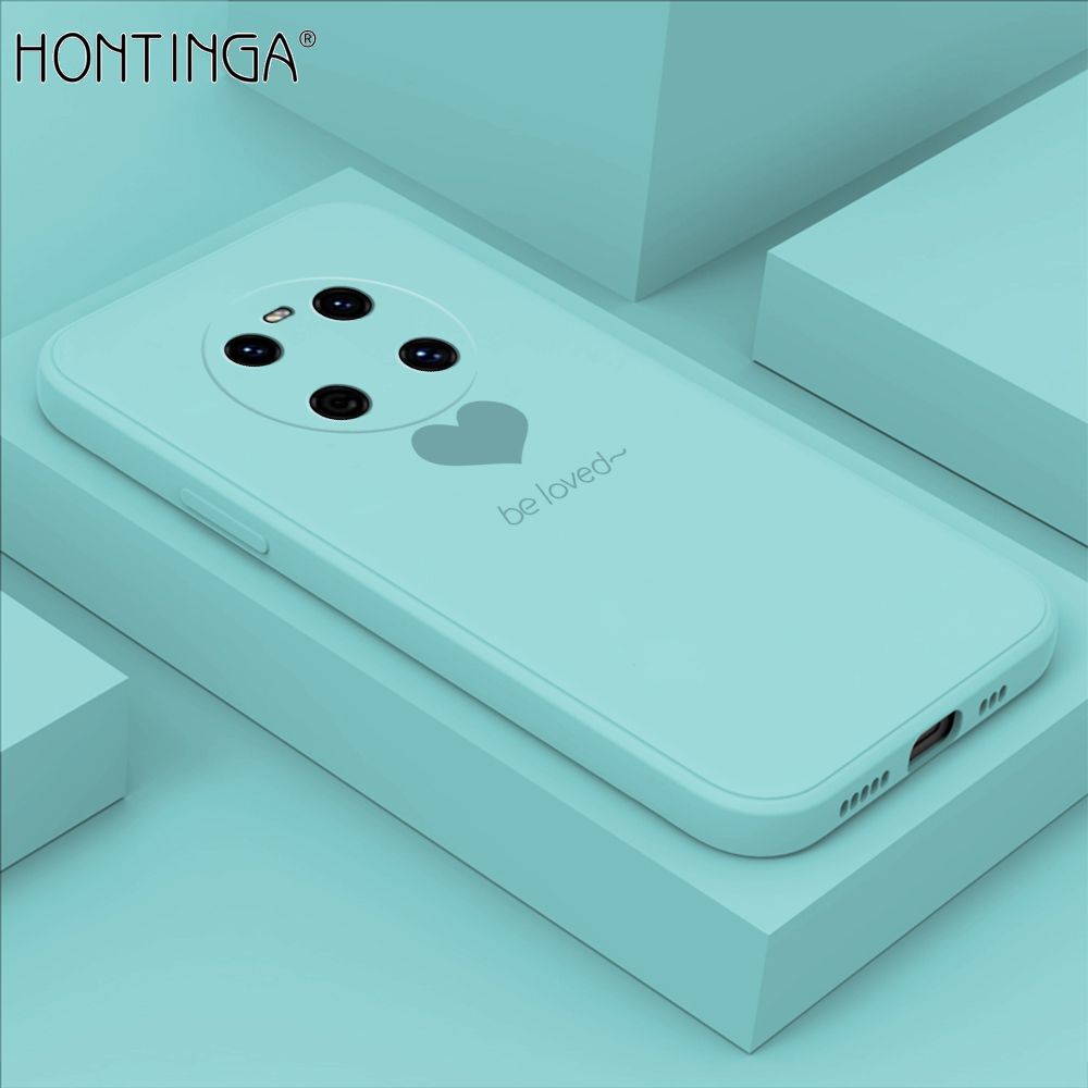 Hontinga for Huawei Mate 40 Case Simple Lover Heart Pattern Back Cover Soft Square Edge Liquid Silicone Phone Cases
