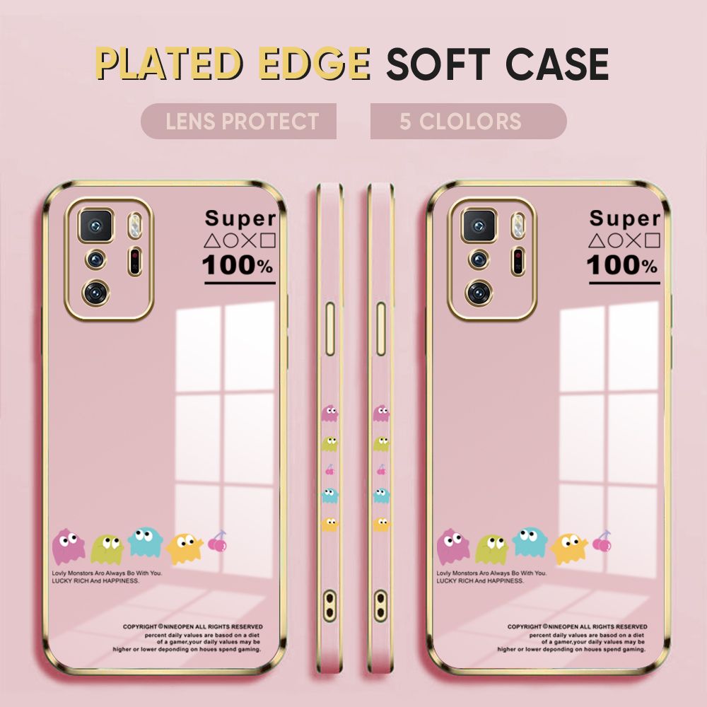 Luxury 6D Plating Case for Xiaomi Poco X3 GT Back Cover Game Little Monster Side Pattern Soft Silicone Square Phone Cases