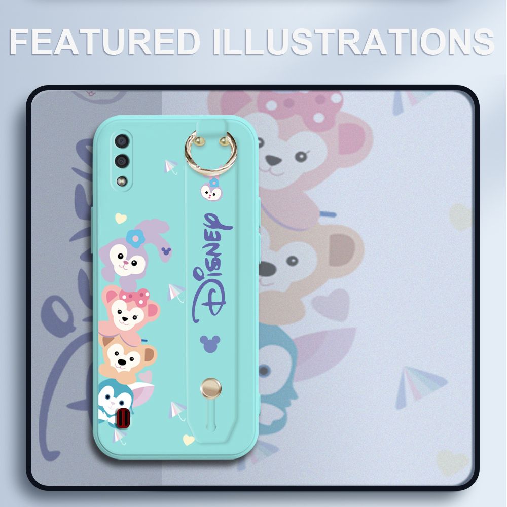 UCUC for Samsung Galaxy A01 Wrist Strap Case Creative Cartoon Cute Bunny Cover Ultra Thin Anti Fall Liquid Silicone Phone Case