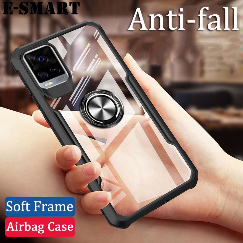 Phone Case VIVO V20 Back Cover Magnetic Transparent Clear Armor Ring Shockproof Back Cover for VIVO V20 Case