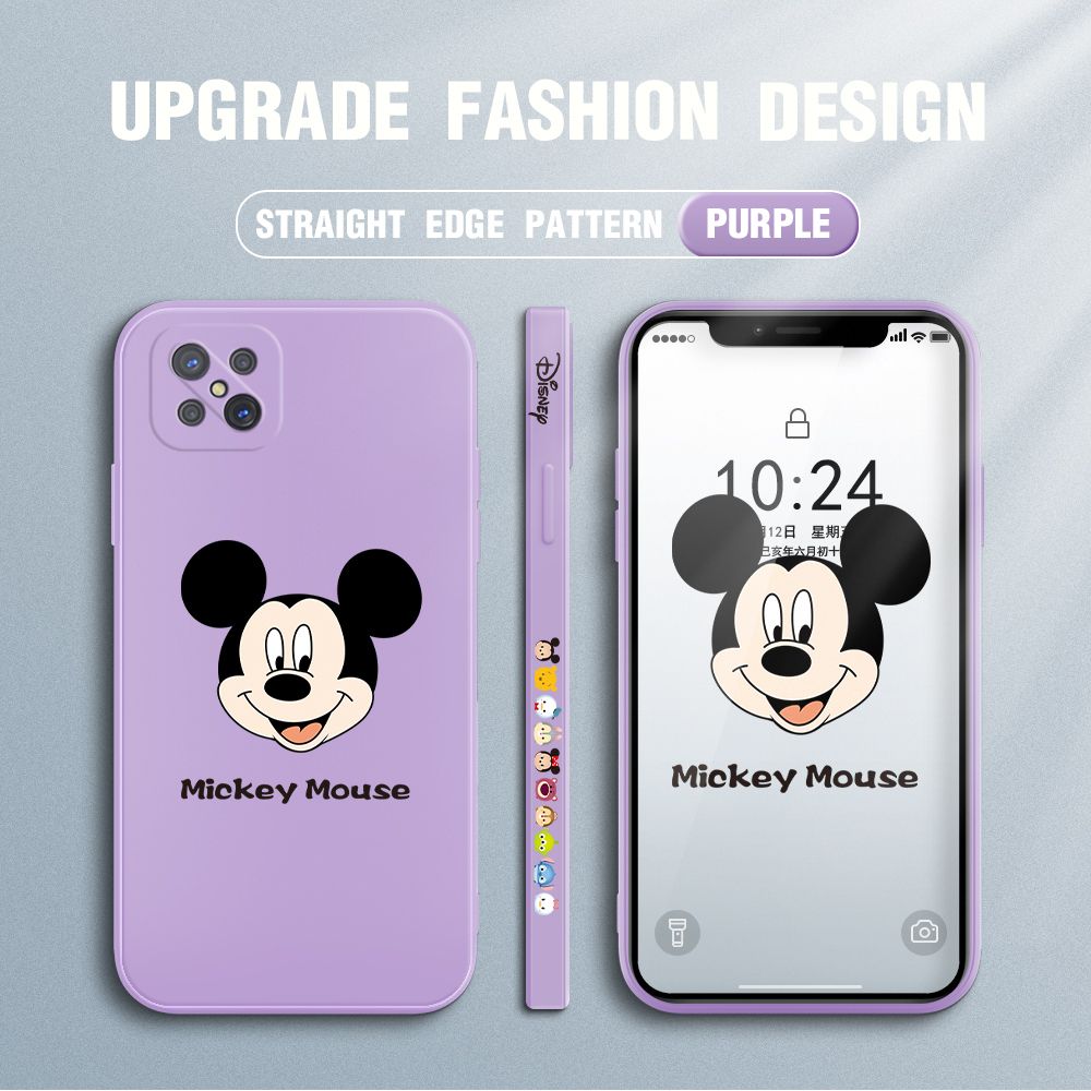 Jizetin for OPPO Reno4 Z 5G Case Creative Cartoon Mouse Avatar Side Design Phone Case Square Edge Pattern Liquid Silicone Cases Full Cover Camera Shockproof Protective Case