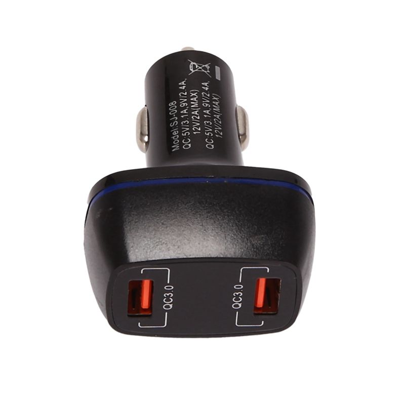 Car Charger Adapter Dual USB QC3.0 Port 2A USB Car Charger USB Charger Voltage Display for Car