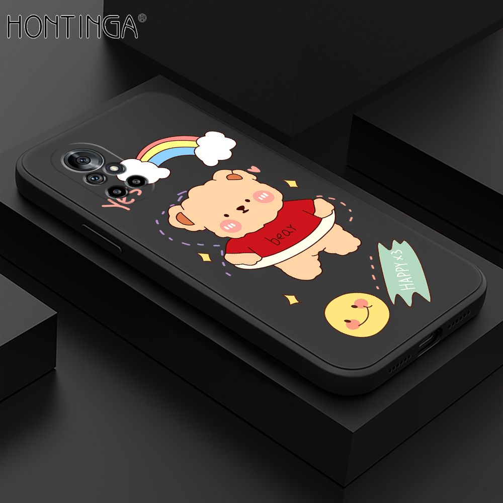 Hontinga for Huawei Nova 8 Case Lovely Cartoon Bear Phone Case Phone Case Soft Square Edge Silicone Cases Full Lens Cover Shockproof Protection Cover