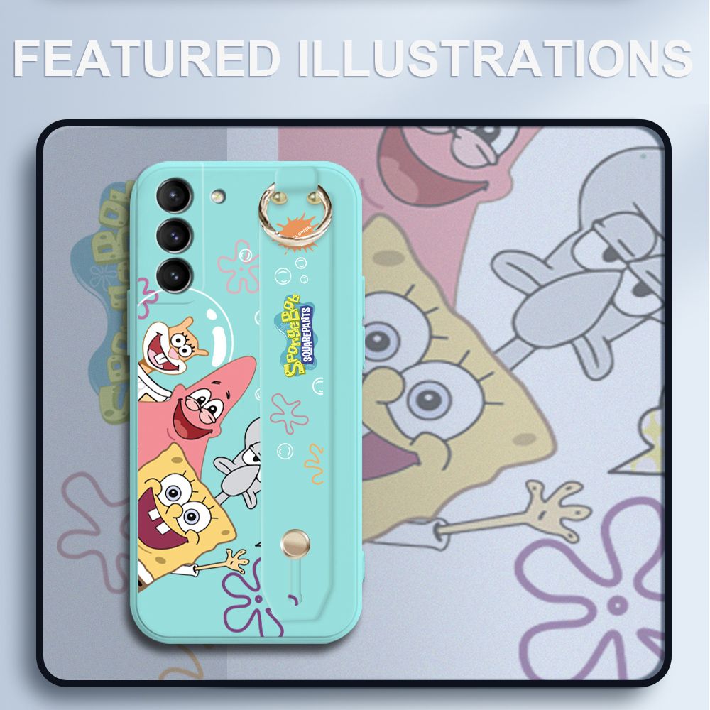 UCUC for Samsung Galaxy S21 5G Wrist Strap Case Funny Cartoon Sea Creatures Cover Ultra Thin Anti Fall Liquid Silicone Phone Case