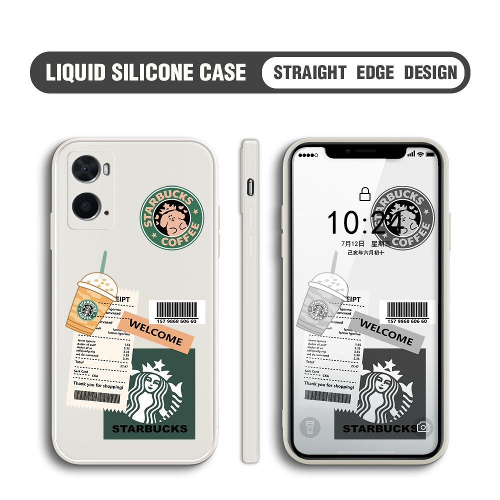 BILI for OPPO A36 / OPPO A76 Back Cover Creative Coffee Order Receipt Multicolor Liquid Silicone Phone Case Soft Square Lens Protection Phone Cases