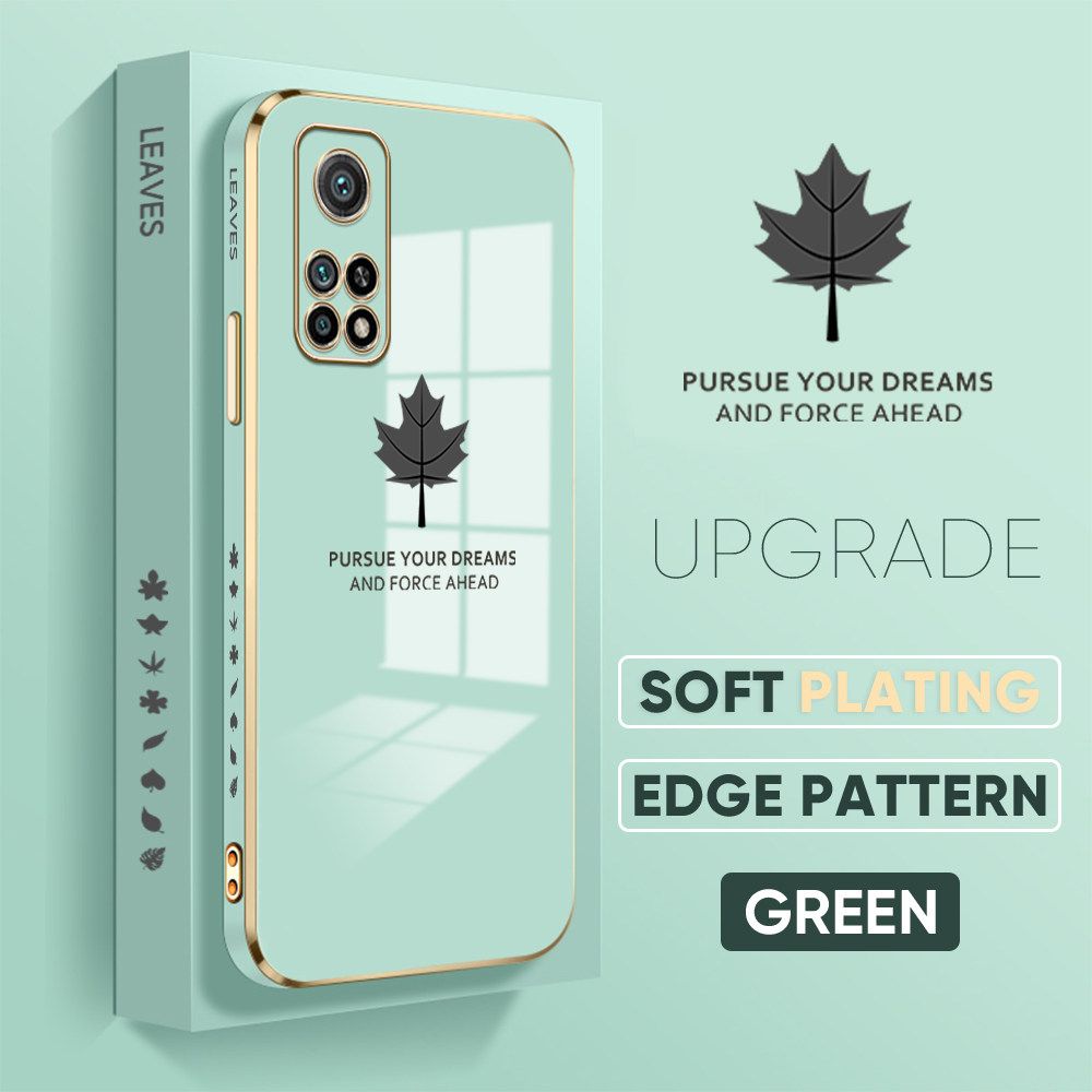 TA for Xiaomi 10T Pro / 10T Back Cover + Free Lanyard Maple Leaf Luxury 6D Plating Case Side Pattern Soft Silicone Square Phone Cases