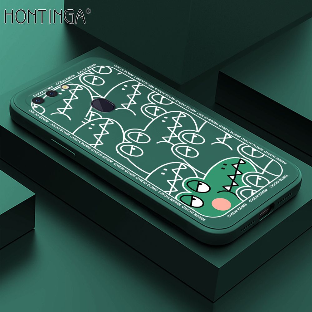 Hontinga for OPPO R15 Pro Case Cartoon Crocodile Alligator Phone Case Phone Case Soft Square Edge Silicone Cases Full Lens Cover Shockproof Protection Cover
