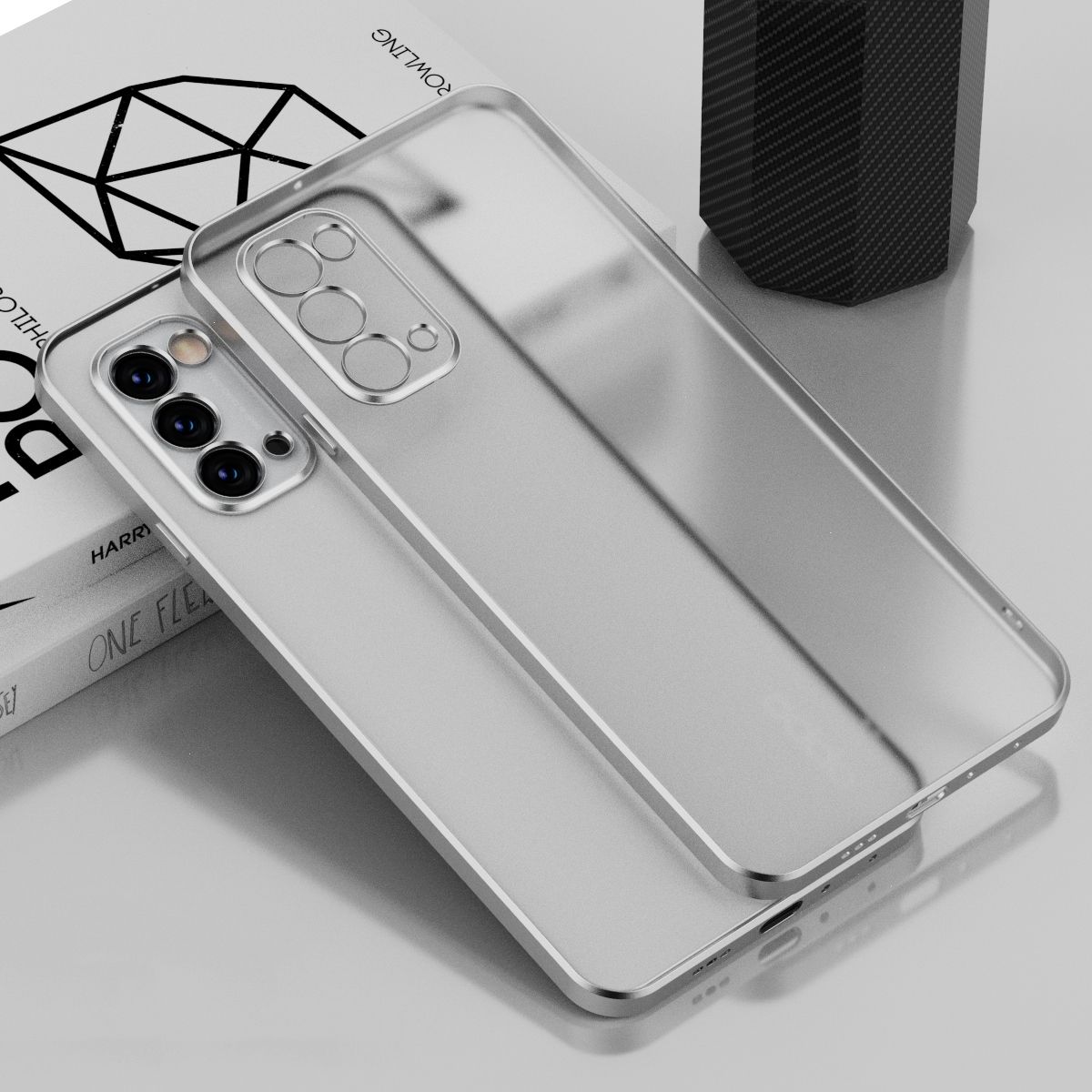 Caisng for OPPO Reno4 Pro 5G Straight Edge Electroplating Matte Translucent Protective Case Cover