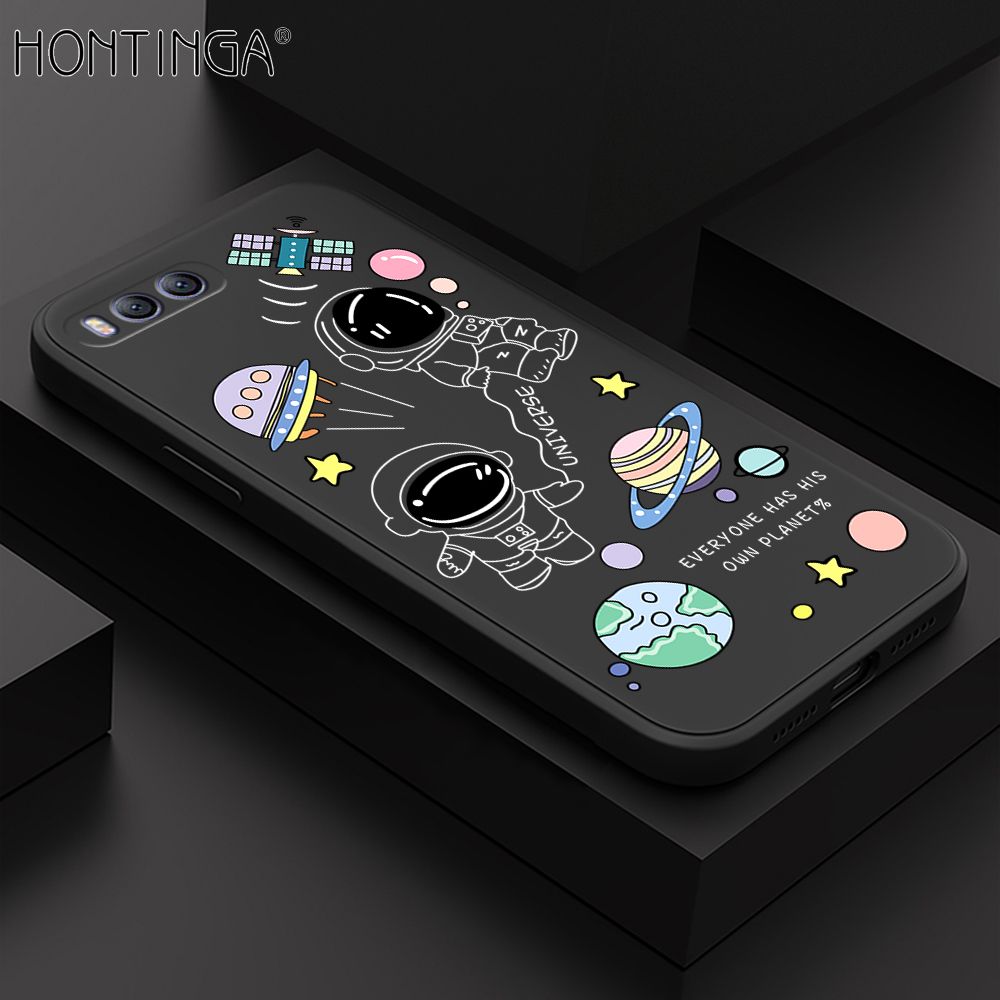 Hontinga for Xiaomi Mi 6 Case Fashion Earth Planet Astronaut Phone Case Soft Square Edge Silicone Cases Full Lens Cover Shockproof Protection Cover