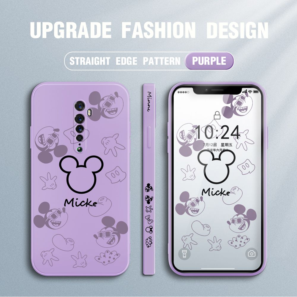 Jizetin for OPPO Reno 2 Case Creative Printing Pattern Side Design Phone Case Square Edge Pattern Liquid Silicone Cases Full Cover Camera Shockproof Protective Case