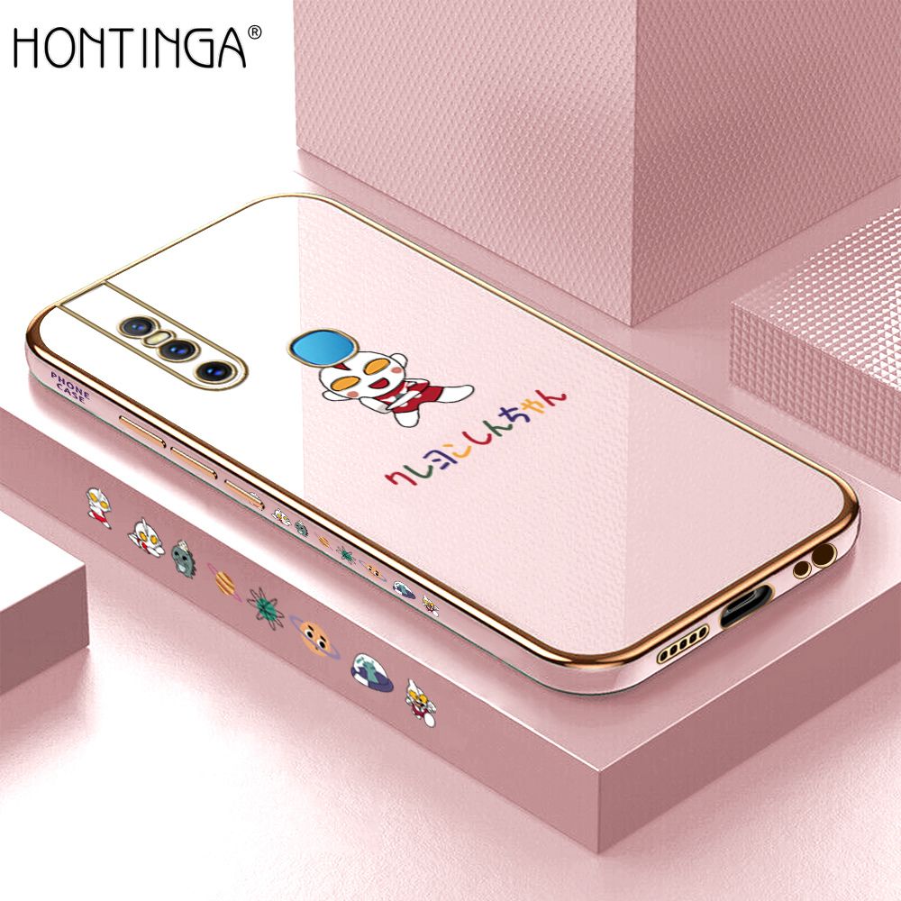 Hontinga for Vivo V15 Case Luxury 6D Plating Cartoon Anime Hero Side Pattern Soft Back Cover Silicone Square Phone Cases
