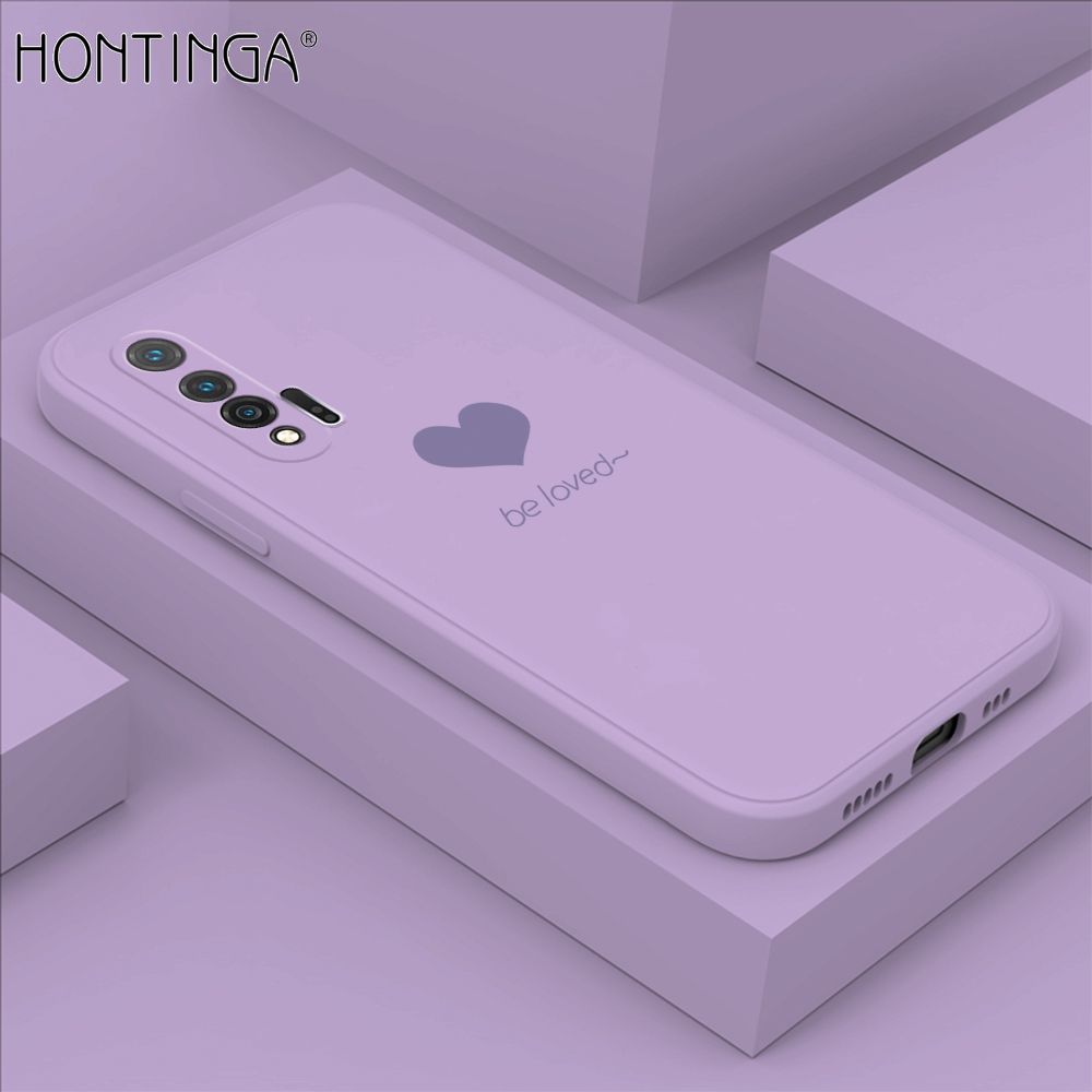 Hontinga for Huawei Nova 6 Case Simple Lover Heart Pattern Back Cover Soft Square Edge Liquid Silicone Phone Cases