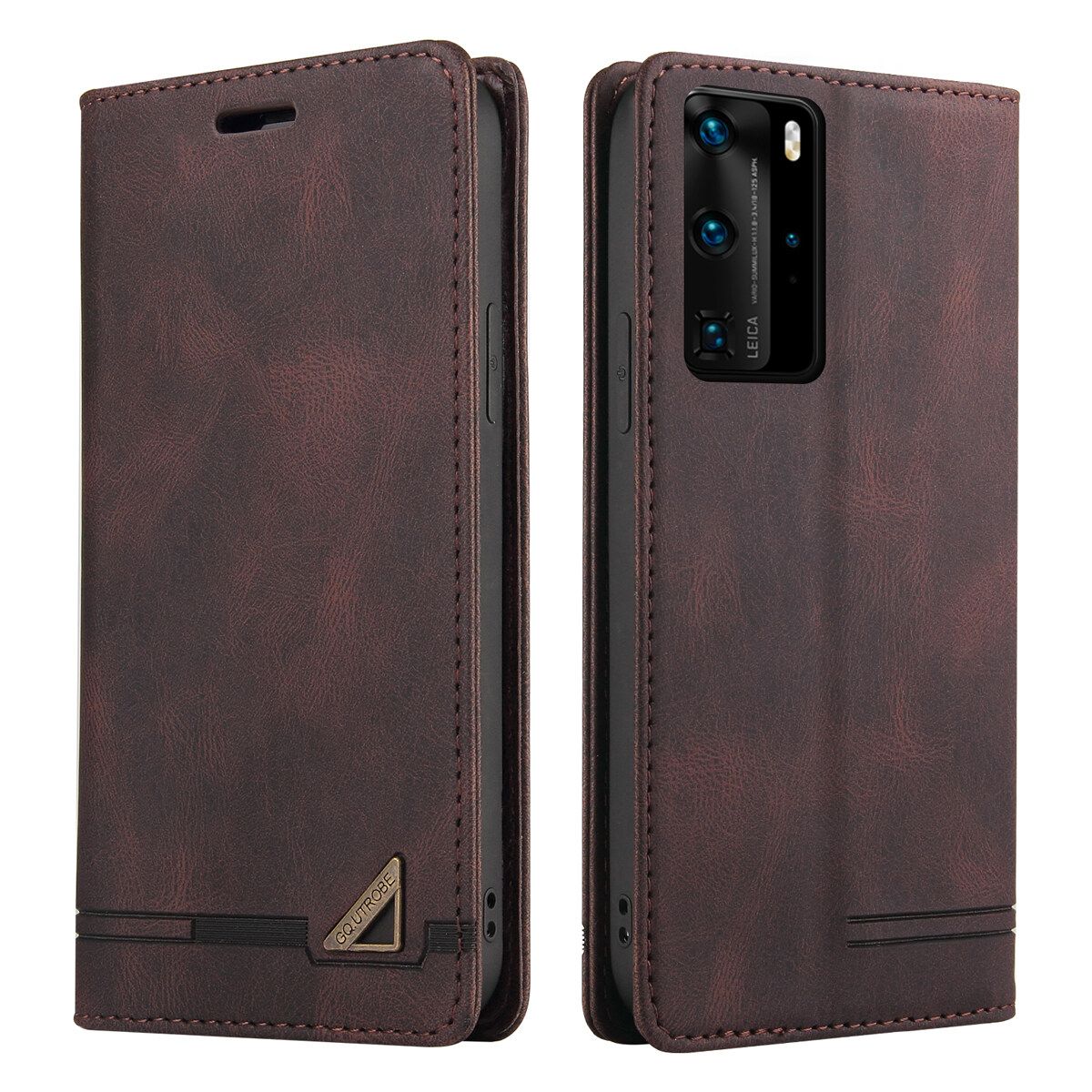 For Huawei P40 Retro Anti-theft Brush Wallet Foldable Built-in Card Slot and Magnetic Closure Protective Case