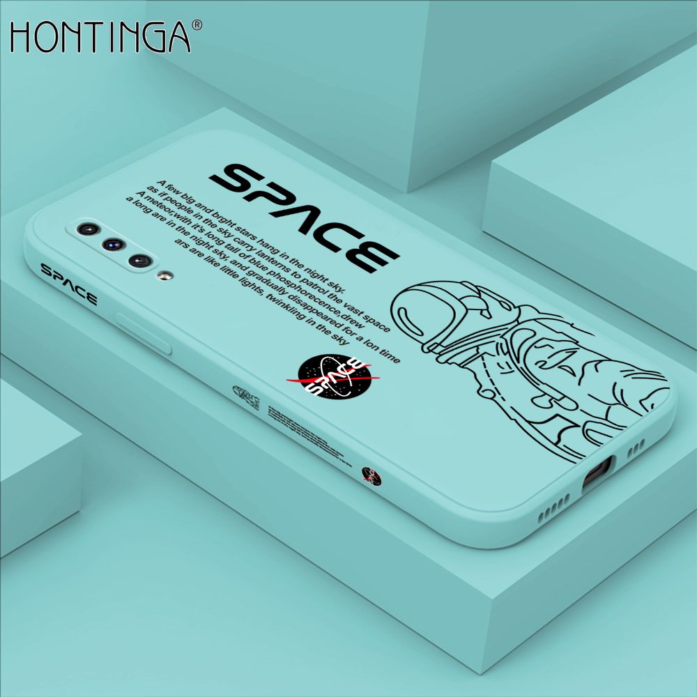 Hontinga for Samsung Galaxy A50 A30S A50S Back Cover Cool Astronaut Pattern Case Soft Square Edge Liquid Silicone Phone Cases