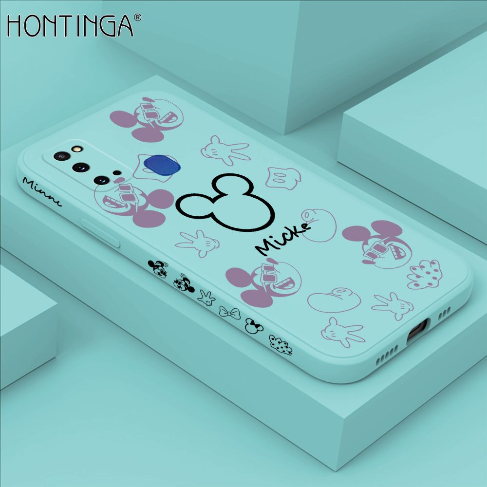 Hontinga for Samsung M31 Case Side Design Cute Mouse Avatar Back Cover Soft Square Edge Pattern Liquid Silicone Trend Phone Cases
