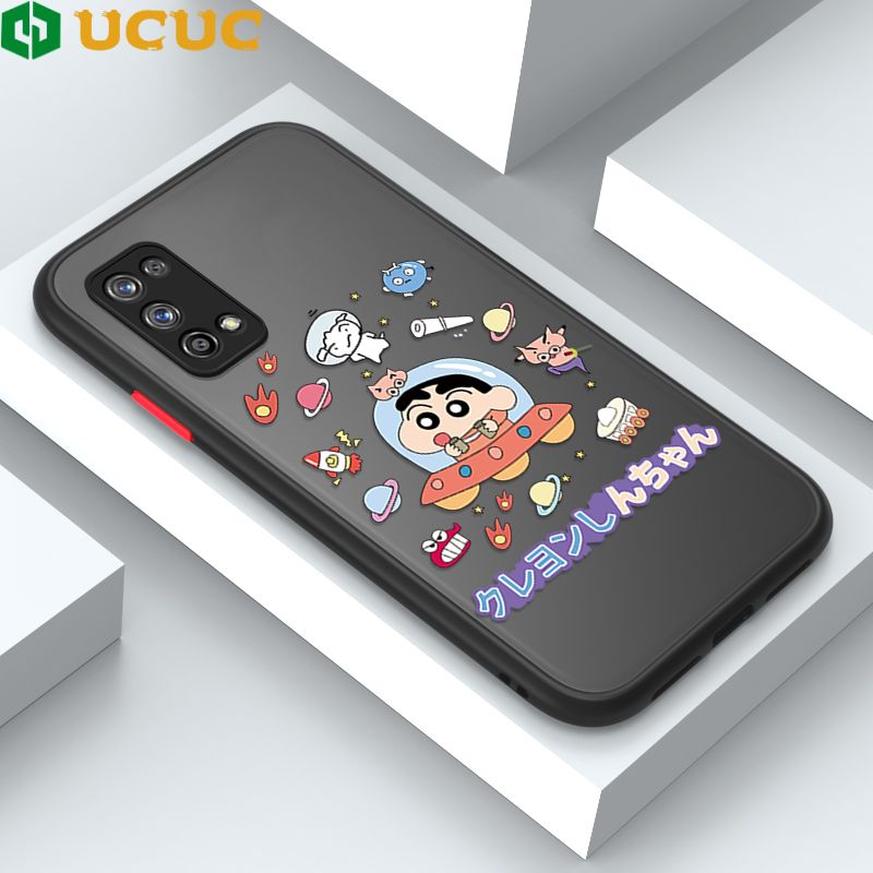 UCUC for Realme 7 Pro Back Cover Spaceship Shinchan Frosted Transparent Hard Phone Case Thin Shockproof Full Cover Camera Protect Case