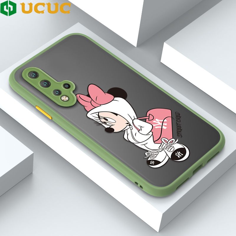 UCUC for Huawei Nova 5T / Honor 20 Back Cover Satchel Minnie Frosted Transparent Hard Phone Case Thin Shockproof Full Cover Camera Protect Case