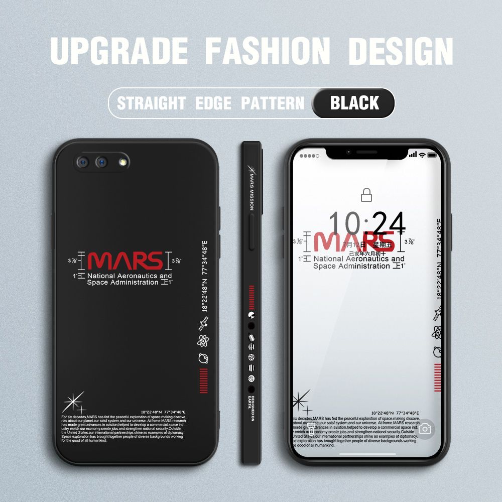 Jizetin for OPPO A3S / A12E / Realme C1 Case New NASA Design Side Design Phone Case Square Edge Pattern Liquid Silicone Cases Full Cover Camera Soft Protection Case