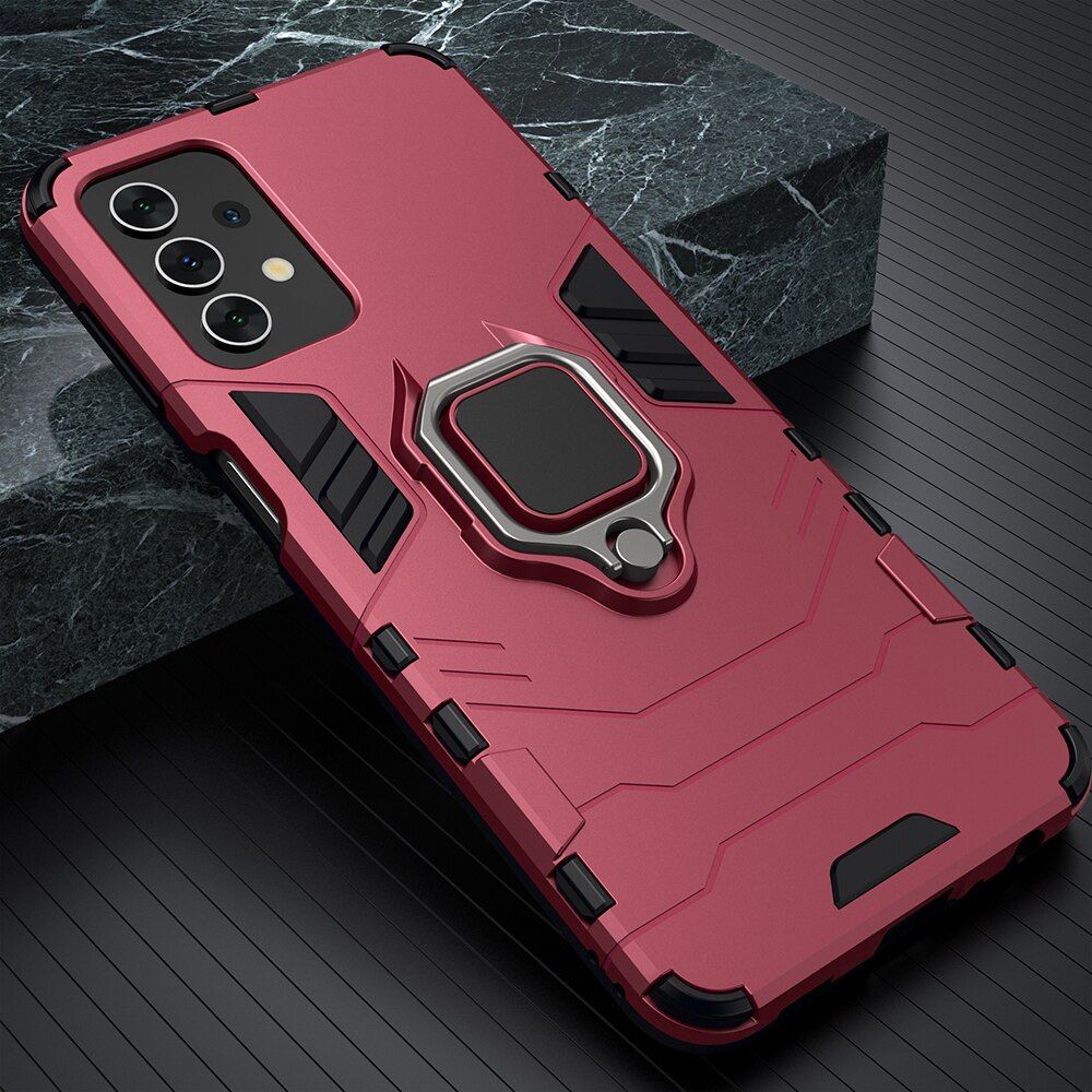 KEYSION Shockproof Armor Case for Samsung A32 A52 A72 A82 A22 5G Ring Stand Silicone Phone Back Cover for Galaxy F62 F52 5G M62