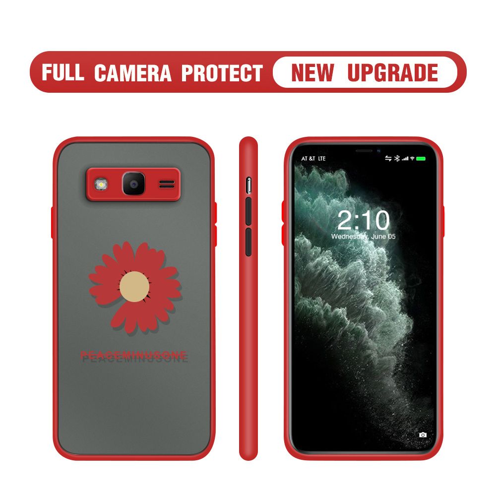 Hontinga for Samsung J2 Prime Case Daisy Flower Cover Camera Shockproof Protection Case Edge Frosted Transparent Phone Cover