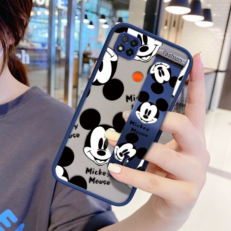 UCUC for Xiaomi Redmi 9C Wrist Strap Case Cute Mouse Avatar Wristband Printing Cover Shockproof Ultra Thin Phone Case