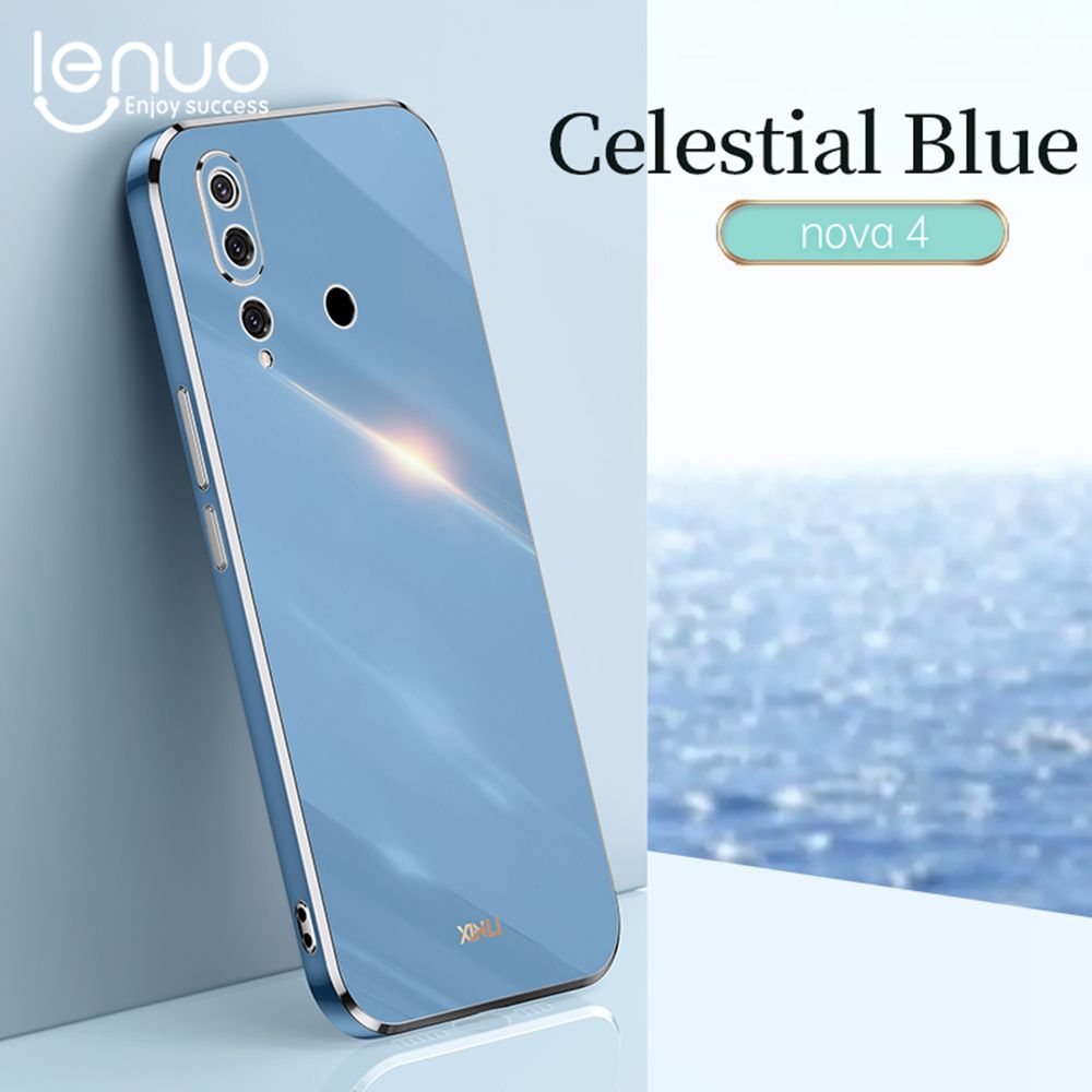 Luxury 6D Plating Soft Casing Silicone Square Frame Phone Case For Huawei Nova 4 Phone Case Shiny Bling Back Cover Coque