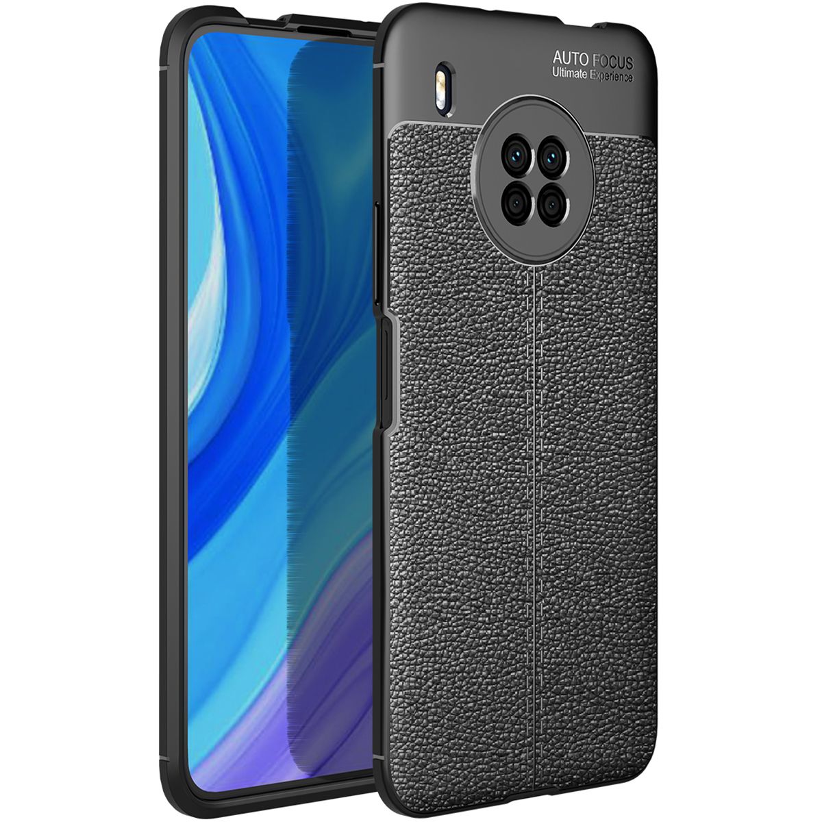 Shockproof Case For Huawei Y9A Leather Texture Soft Silicone Phone Back Cover