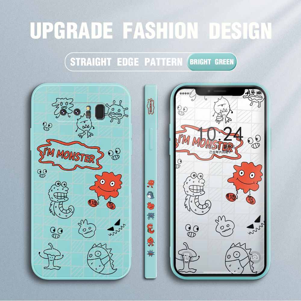 Jizetin for Samsung Galaxy Note 8 Case Side Design Phone Cover Printed Text “I Am Monster ” Cover Square Edge Pattern Liquid Silicone Trend Case