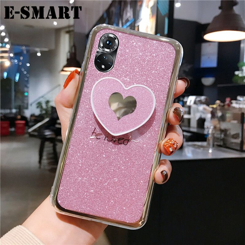 Phone case Honor 50 Back Cover Fashion Couple Cases Bling Gold Glitter Loved Bracket Holder Stand Ring Soft Protector Cover Honor50 Case