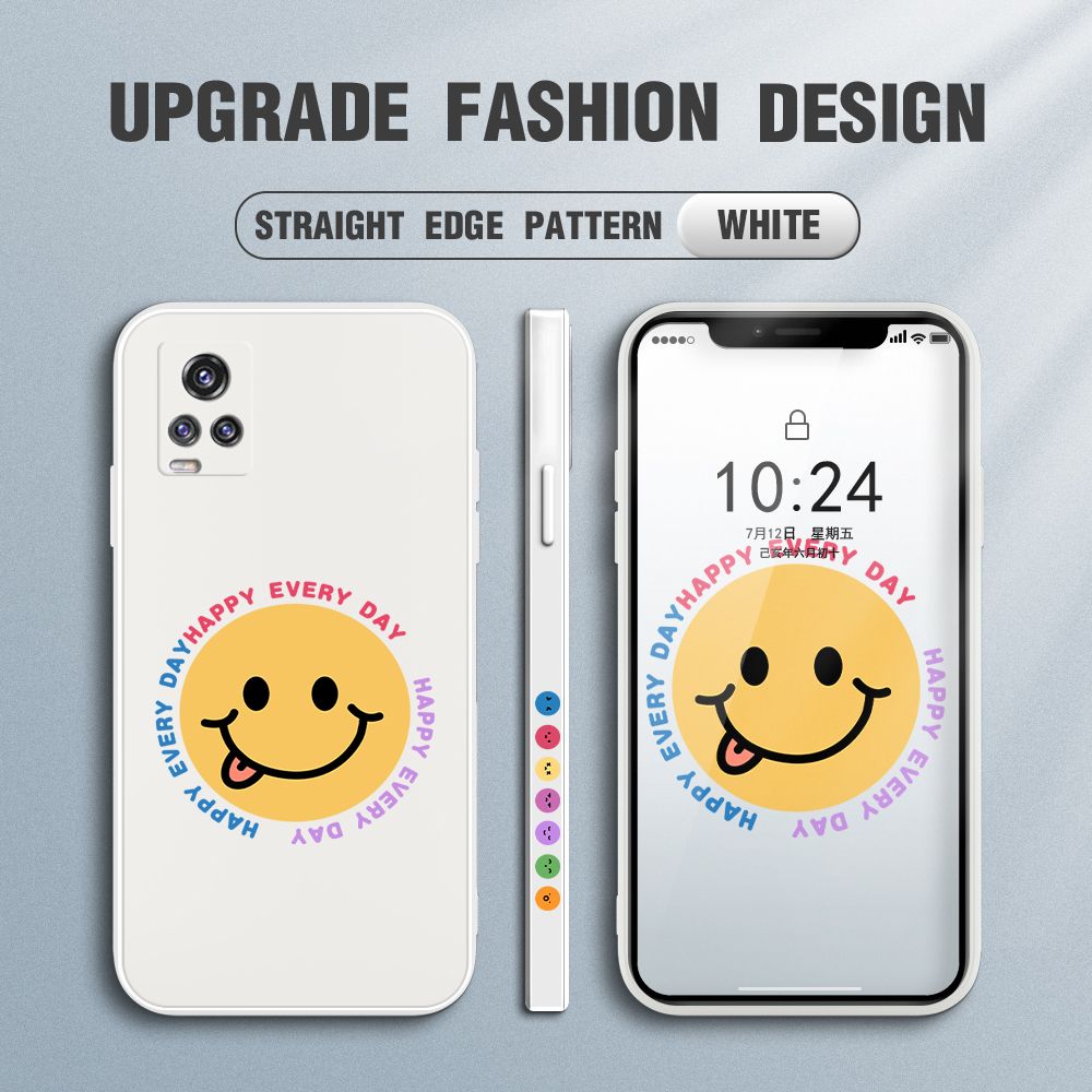 FHKL for Vivo V20 Pro Back Cover Cartoon Smile Side design Soft Case Multicolor Liquid Silicone Phone Cases