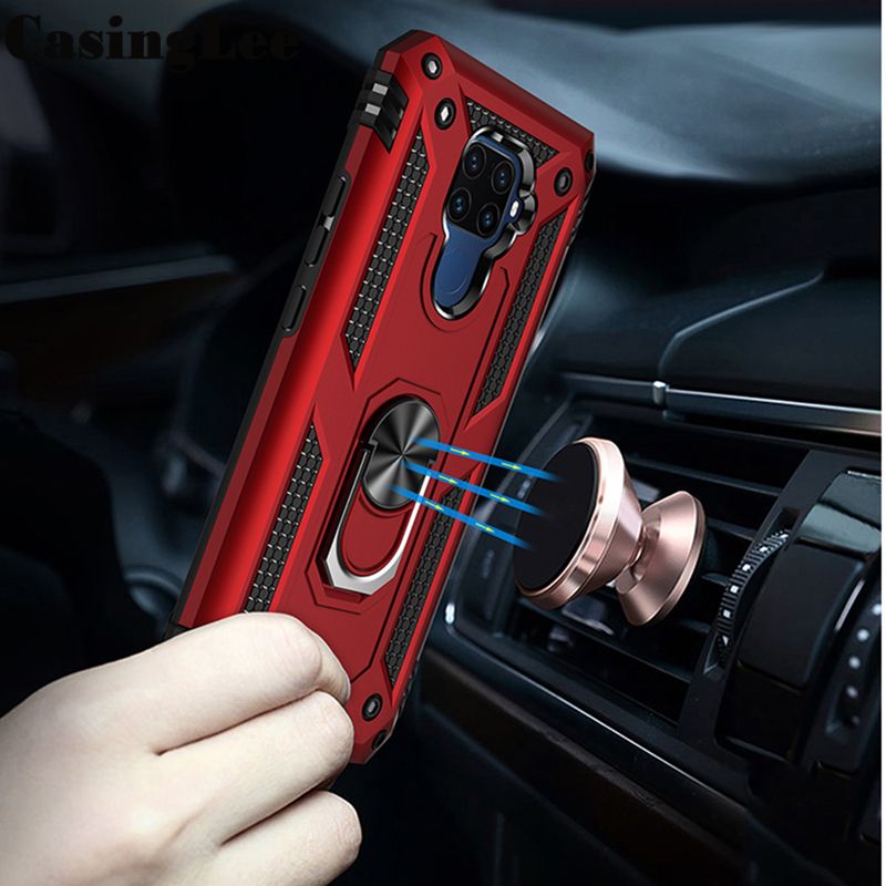 Protect Cover Shockproof Armor Stand Case for Redmi Note 9 with Holder Ring Phone Cases for Mi Redmi Note 9 Car Magnet Back Cover