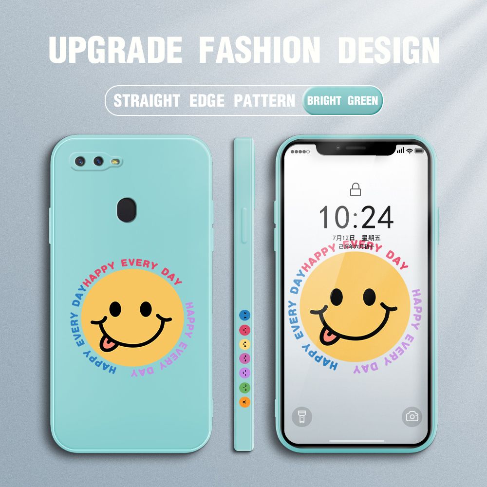 FHKL for OPPO F9 Back Cover Cartoon Smile Side design Soft Case Multicolor Liquid Silicone Phone Cases
