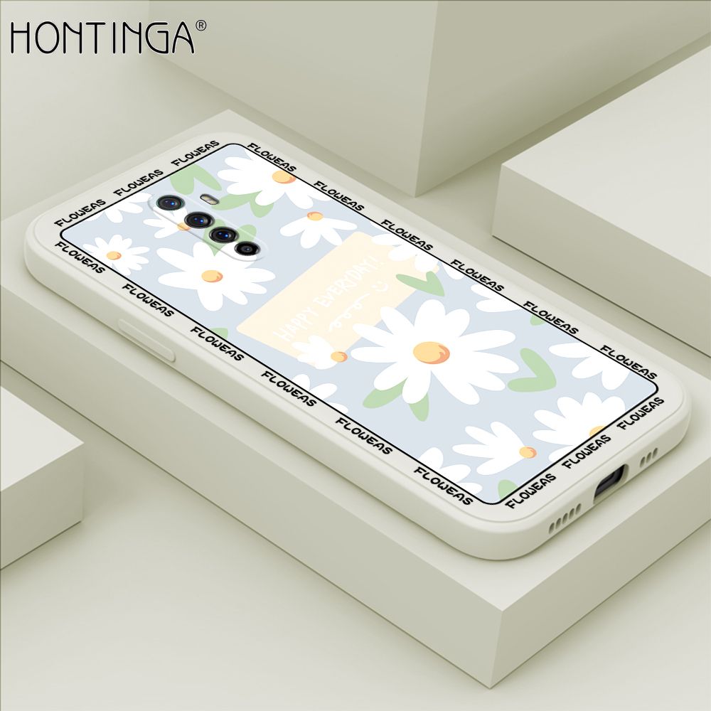 Hontinga for OPPO Reno Ace Case Beautiful Daisy Flower Phone Case Phone Case Soft Square Edge Silicone Cases Full Lens Cover Shockproof Protection Cover
